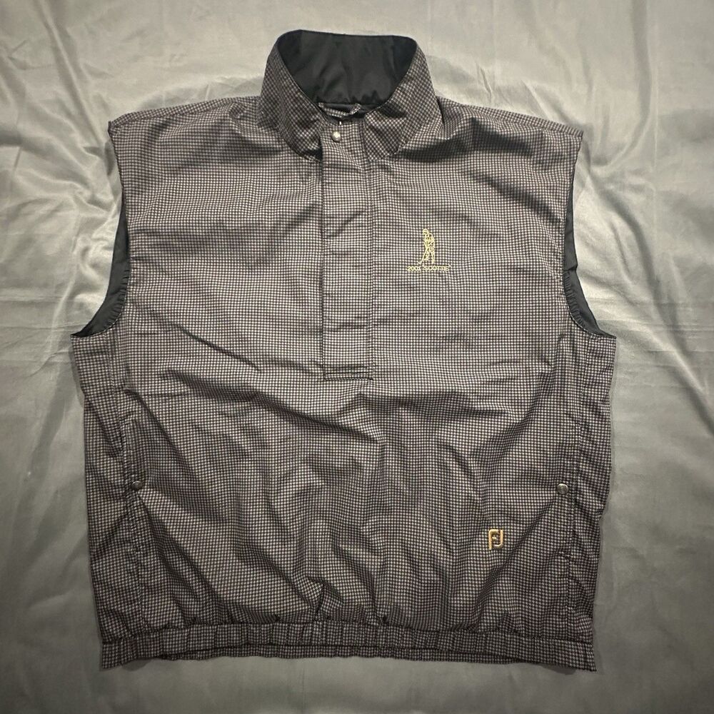 DryJoys FootJoy Vest Mens XL Houndstooth Golf Jacket Rain Wind Zipper Button